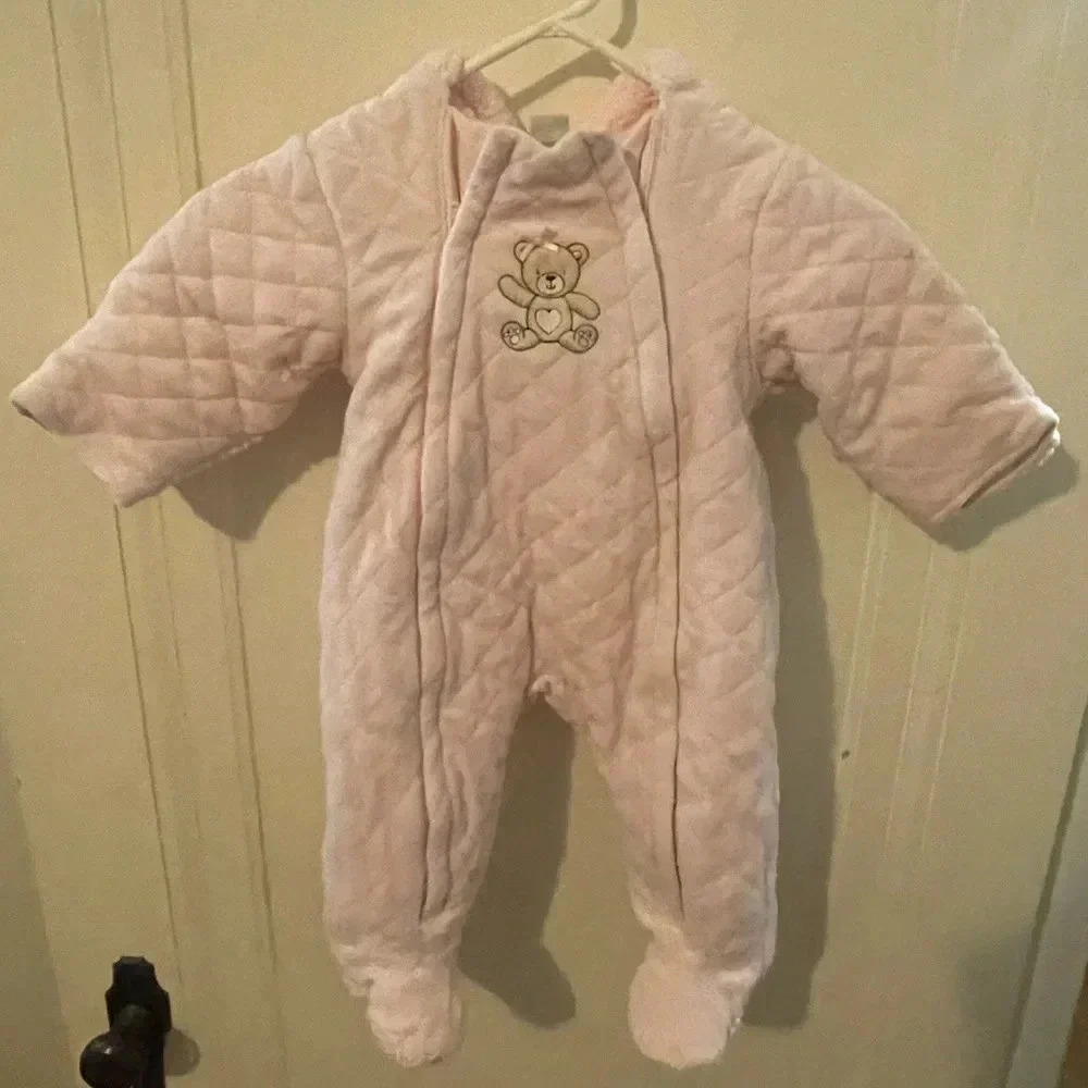 Little Me Baby Girl's Faux Fur Lined Bear Pram Size 6-9M like new